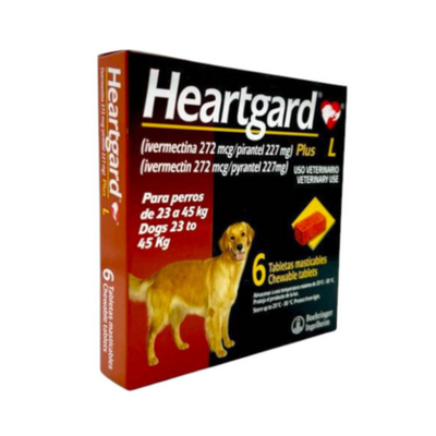 Heartgard Plus L Perros 23 a 45 Kg 6 Tabletas Masticables