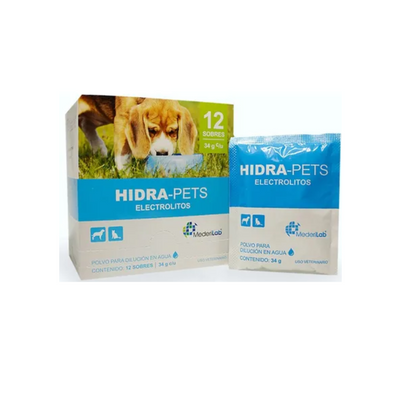 Hidra-Pets, Electrolitos en Povo 12 Sobres de 34 gr MederiLab