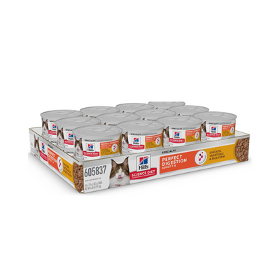 24 Latas Hill's Science Diet Adult Perfect Digestion, alimento húmedo para gatos adultos, Digestión Saludable, 82g