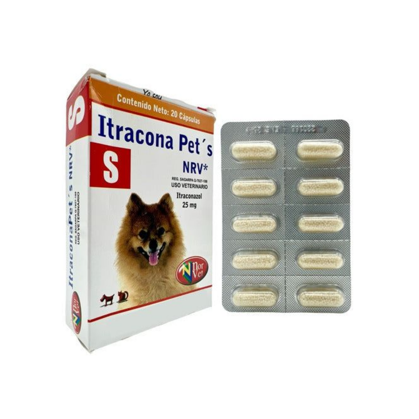 Itracona Pets S, Itraconazol 25 Mg., 20 cápsulas, Norvet