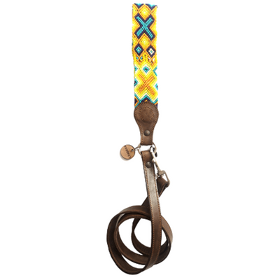 Kybopet Correa Artesanal De Piel Color Amarillo Para Perro