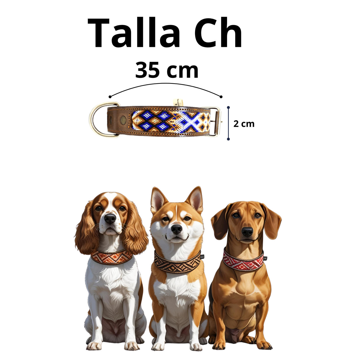 Kybopet Collar Artesanal Color Azul Para Perro Talla Chica