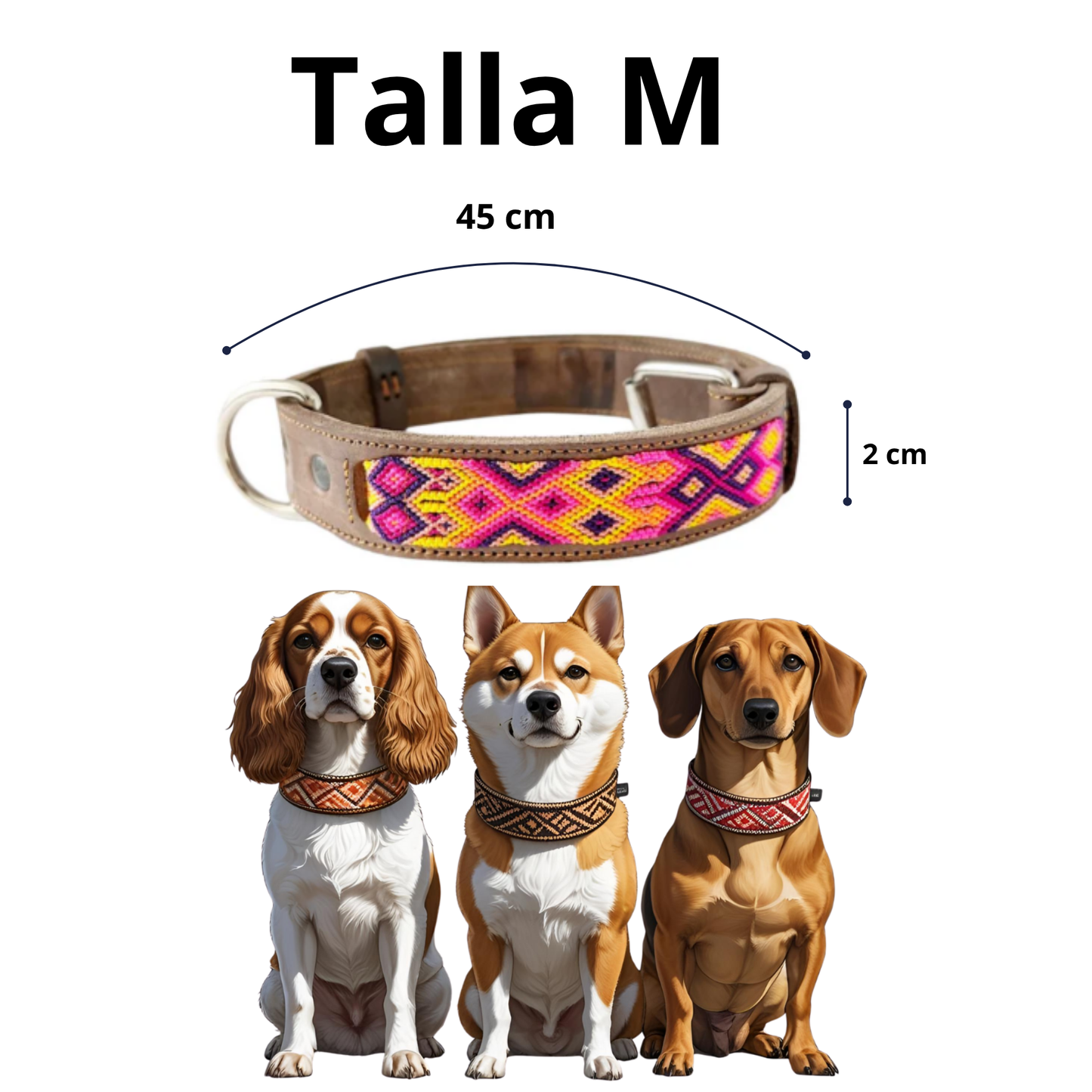 Kybopet Collar Artesanal Color Morado Para Perro Talla Mediano