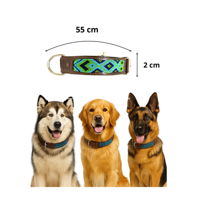 Kybopet Collar Artesanal Color Verde Para Perro Talla Extra Chico Ancho