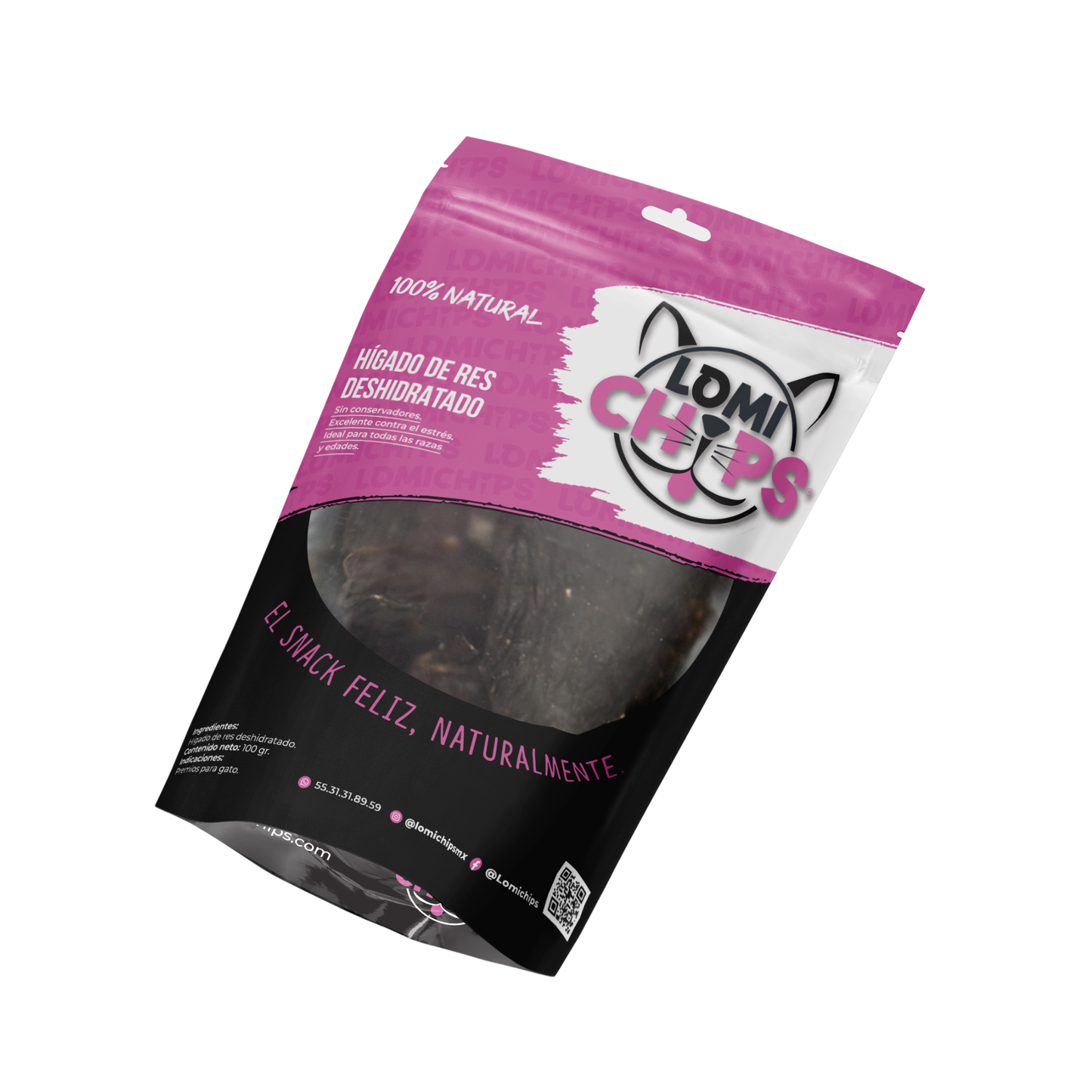 Lomichips Premios Deshidratados Sabor Higado de Res 100 g para Gato
