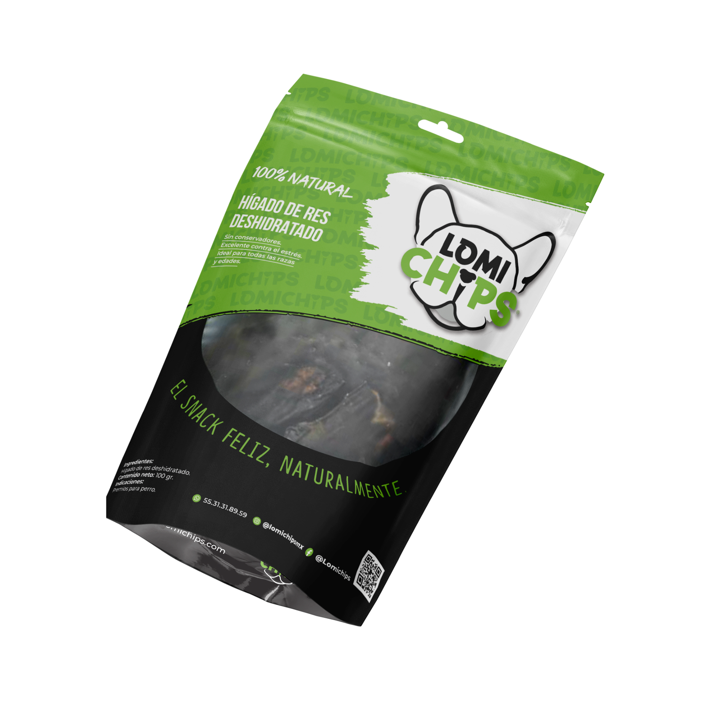 Lomichips Premios Deshidratados Sabor Higado de Res 100 g para Perro