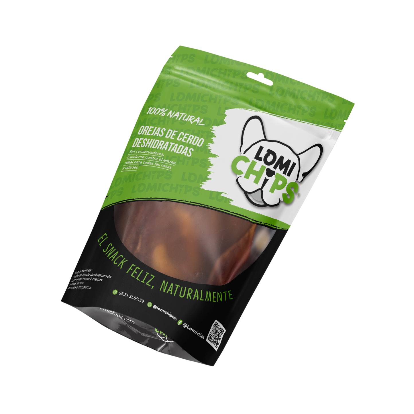 Lomichips Premios Deshidratados Sabor Oreja de Cerdo 2 Piezas para Perro