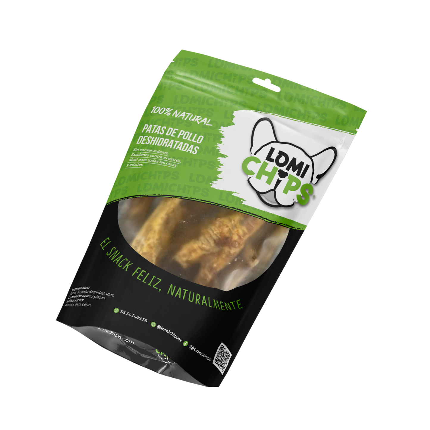 Lomichips Premios Deshidratados Sabor Patas de Pollo 7 Piezas para Perro