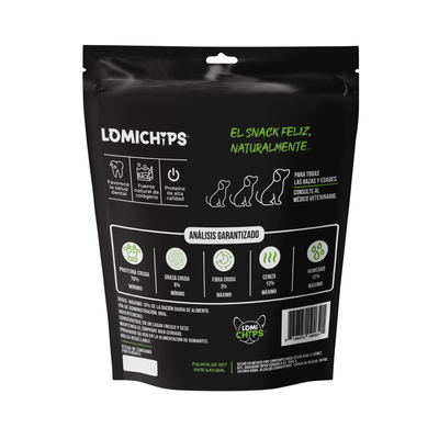Lomichips Premios Deshidratados Sabor Pulmón de Res 100 g para Perro