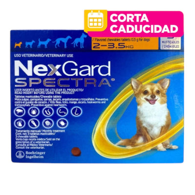 CORTA CADUCIDAD 30/11/2026 NexGard Spectra 3 Tabletas Perro 2-3.5 kg