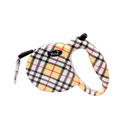 Pelu2 Correa Retractil Color Blanca con Lineas Beige con Negro Chica