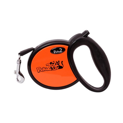 Pelu2 Correa Retractil Chica Color Naranja con Negro