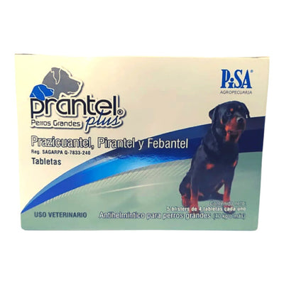 Prantel Plus Perros Grandes, Antihelmíntico para Perros de 40 Kg. o más, Caja con 20 Tabletas
