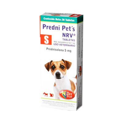 Predni Pets NRV S Prednisolona 5 mg Caja con 30 Tabletas Norvet