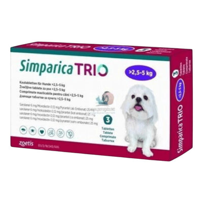 Simparica Trio masticable triple proteccion para perros 2.5 a 5 kg