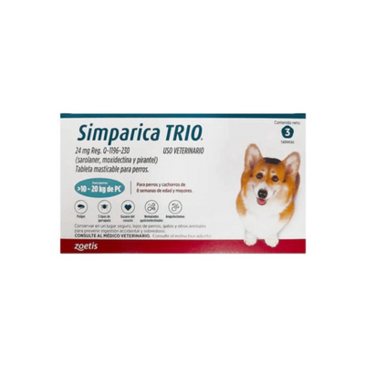 Simparica Trio 3 Masticables 24mg 10 a 20kg