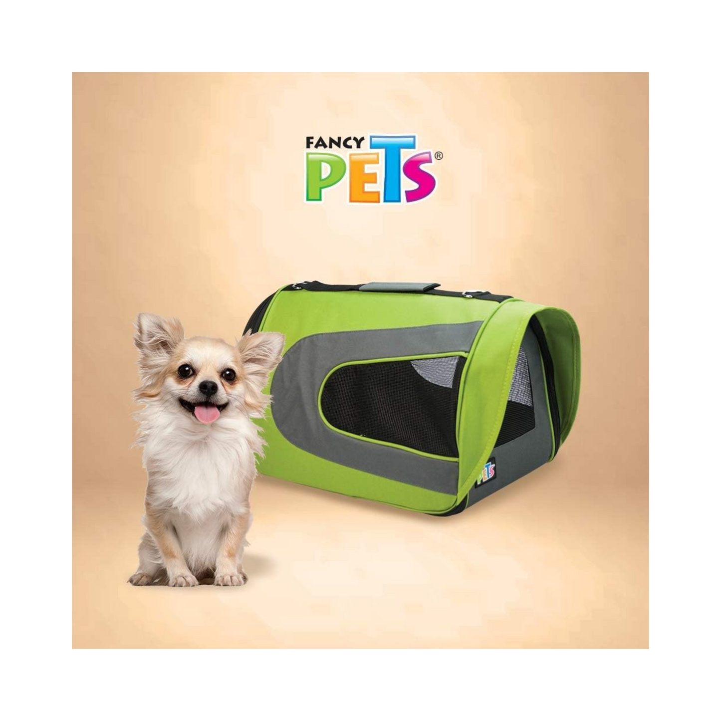 Fancy Pets Transportadora Fashion de Tela con Visera Verde Talla Chica