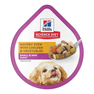 CORTA CADUCIDAD 31 Ago 2026 - 12 TRAY HILL'S SD PUPPY SMALL & MINI POLLO Y VEGETALES 99 G