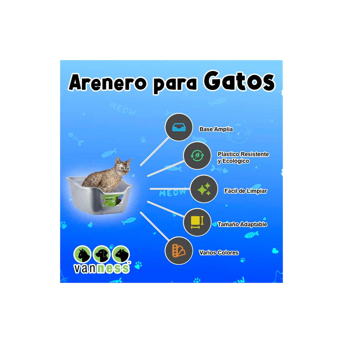 Arenero Mediano para Gato Van Ness Clásico Abierto