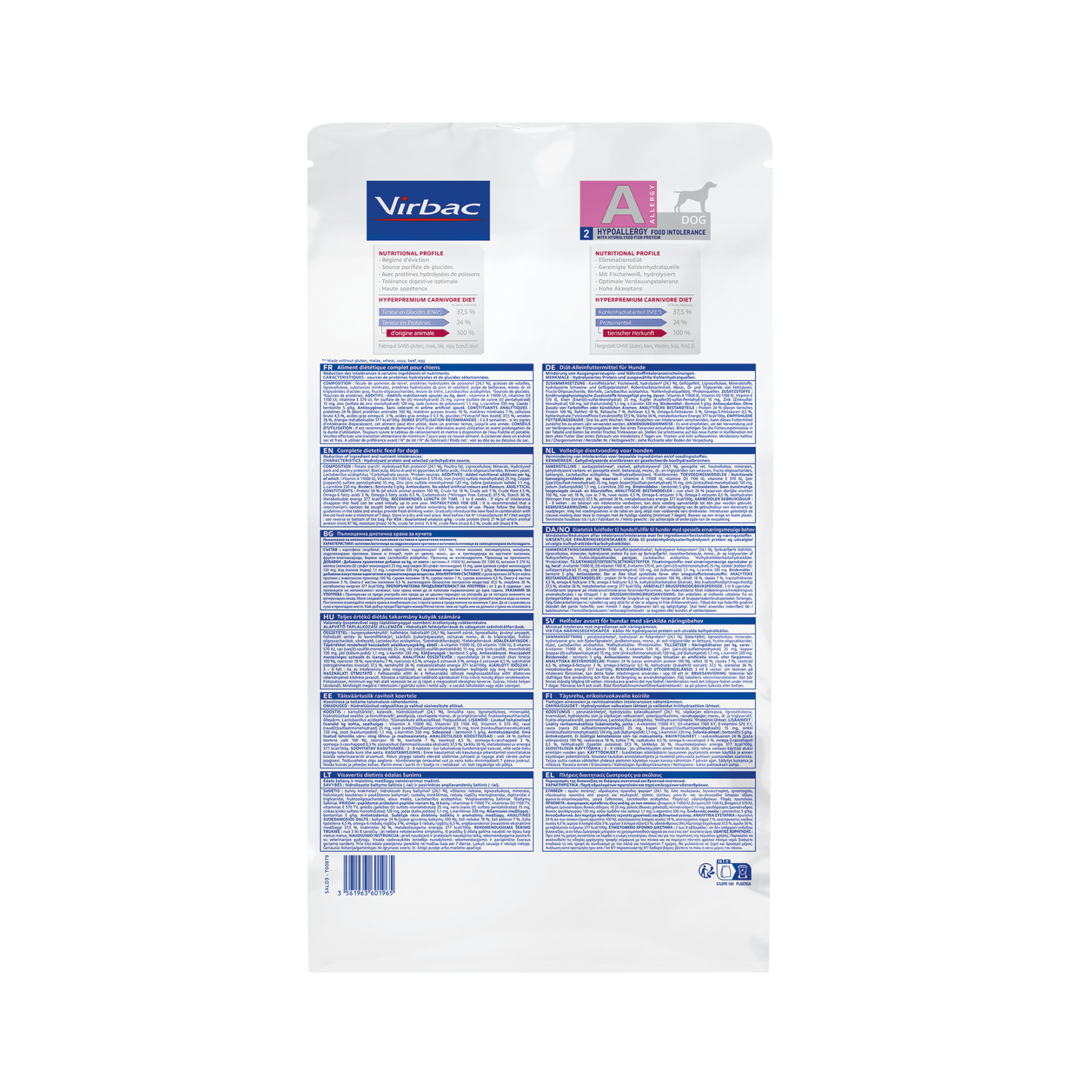 Virbac HPM Hypoallergy Food Intolerance Alimentopara Perro 12 kg