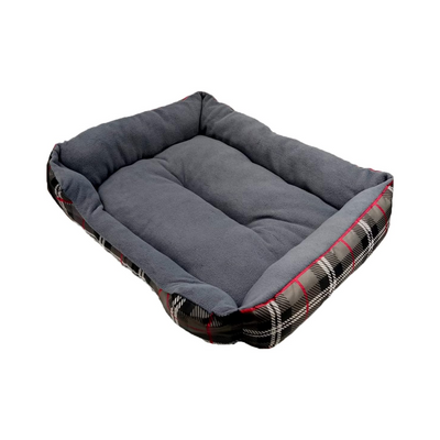Cama de perro Cuadrada Escocesa Gris para Mascota Talla G Nandog