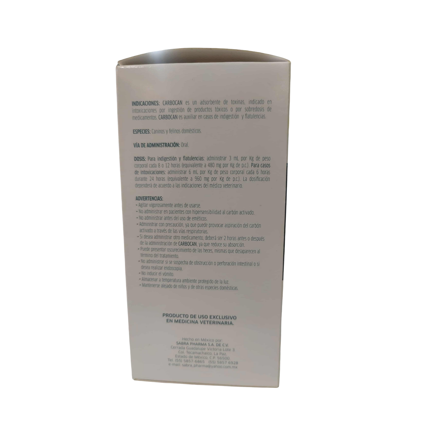 Sabra Pet Health Carbocan Adsorbente de Toxinas del Tracto Digestivo Carbón Activado 100 Ml