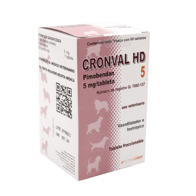 Cronval HD 5 mg pimobendan frasco 60 tabletas medicamento cardiovascular para perro Holliday