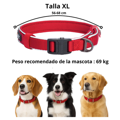 Dogness Collar Reflectivo Color Rojo Para Perro Talla XL