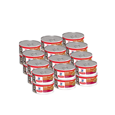 24 Latas Hill's Science Diet Adult Turkey Entrée Cat Food. Alimento húmedo para gatos adultos sabor pavo, 156g