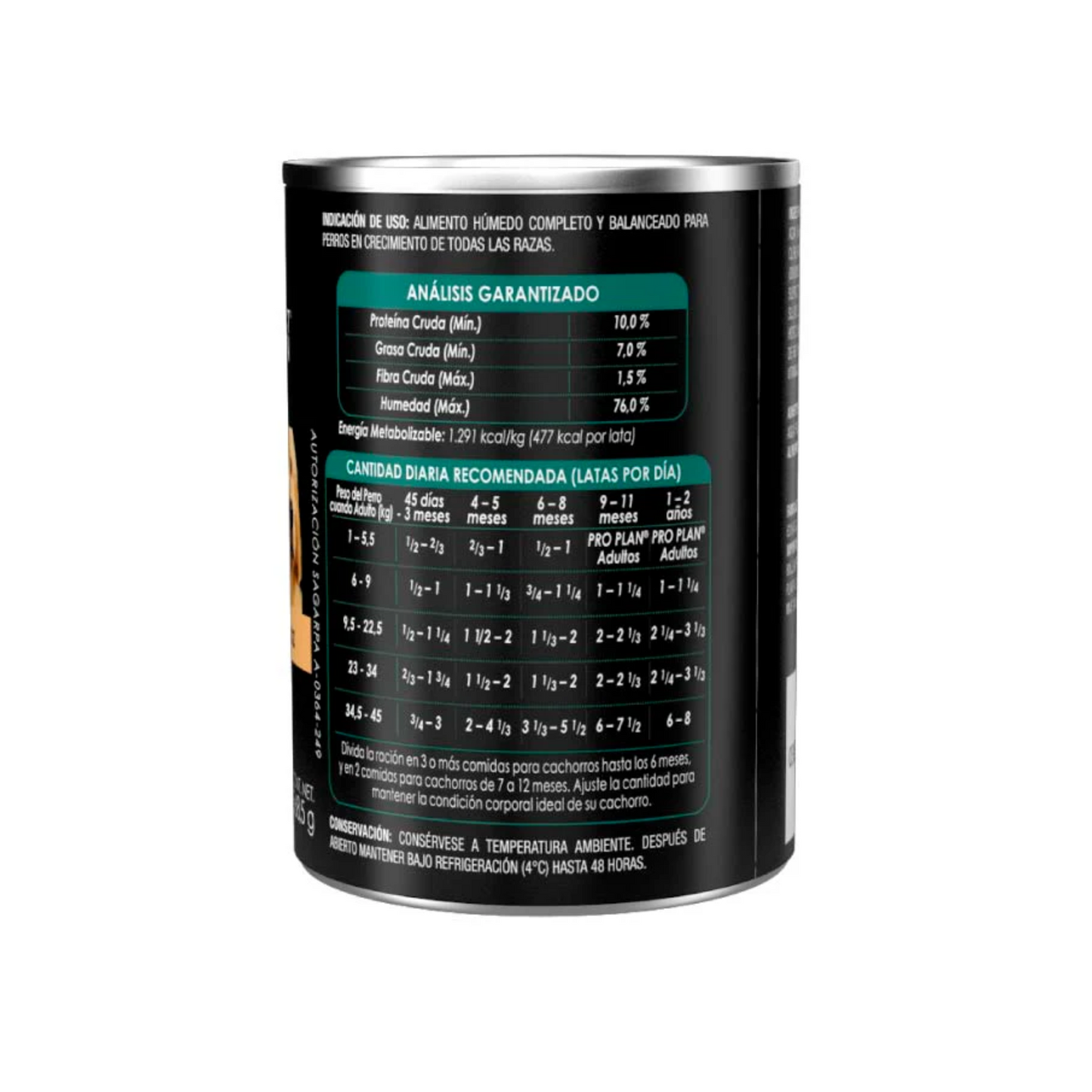 Tabla de alimentación Pro Plan Cachorro por peso y edad - AniMALL