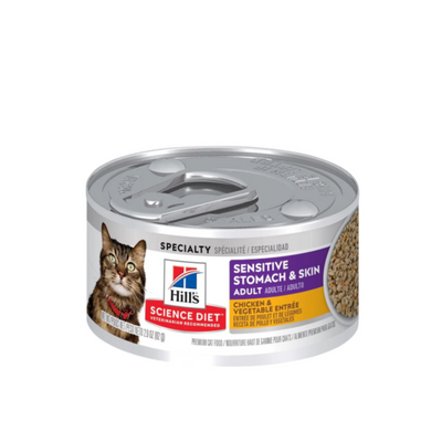 24 Latas Hill's Science Diet Gato Adulto Sensitive Skin & Stomach Piel y Estomago Sensible 82gr