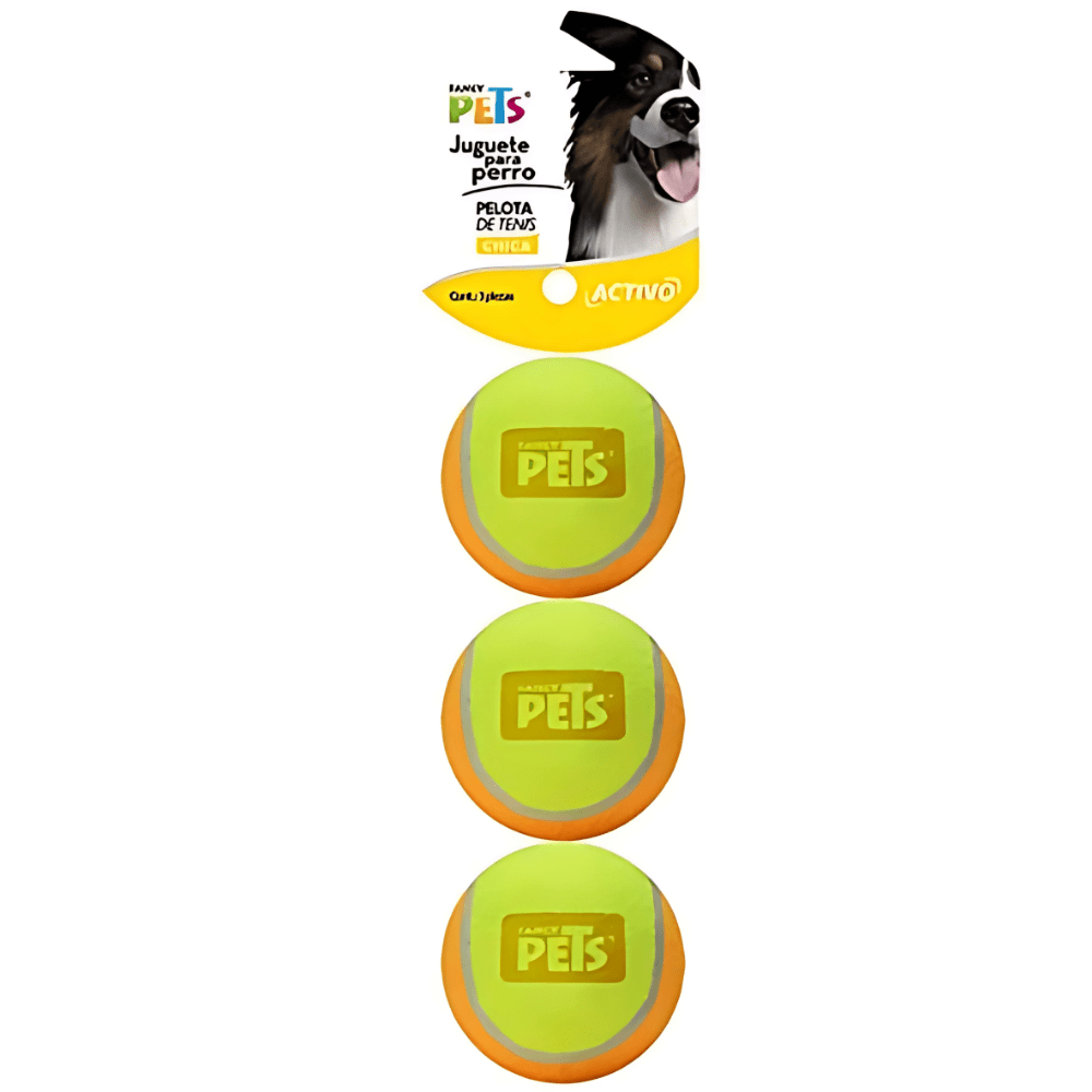 Pelota Mediana de Tenis con Squeaker 3 Pz., Fancy Pets - AniMALL
