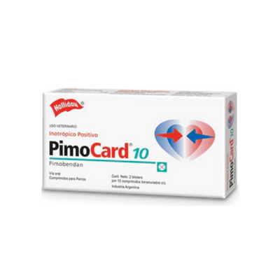 CORTA CADUCIDAD 31 Ago 2026 - PIMOCARD 10 MG., CAJA DE 2 BLISTER CON 10 COMPRIMIDOS C/U, HOLLIDAY