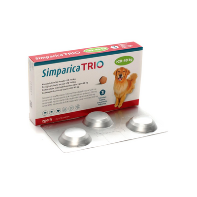 Simparica Trio 3 Masticables 48 mg 20 a 40 Kg