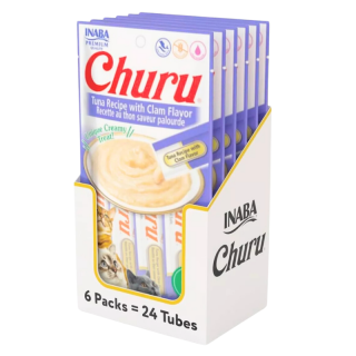 Churu 6 Pack Premios para Gato Atún y Almeja 4 tubos de 14 Gr c/u