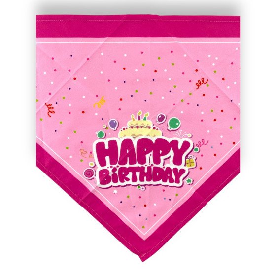 Perritos House Bandana Feliz Cumpleaños Rosa - Unitalla