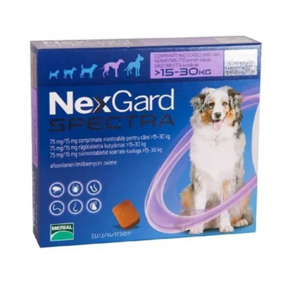 Oferta (Corta Caducidad) -Nexgard Spectra, Tableta Masticable para Perros de 15 a 30 Kg. (1...