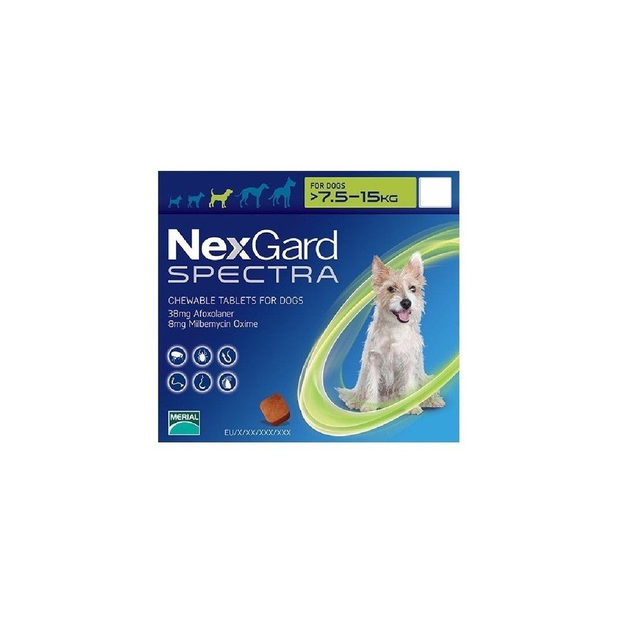 Nexgard Spectra, Tableta Masticable para Perros de 7.5 a 15 Kg. (1 Tableta), Boehringer