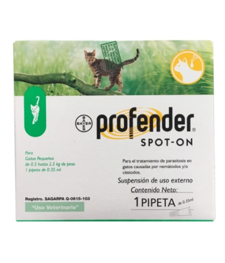 Profender, Pipeta Desparasitante para Gatos de 0.5 a 2.5 Kg. (0.35 Ml.), Elanco