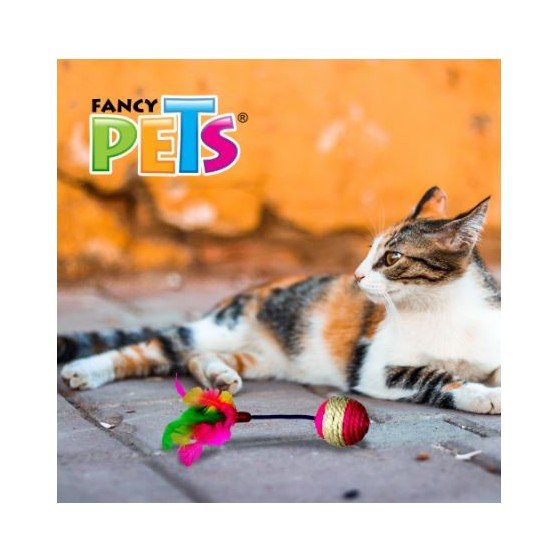 Juguete Pelota con Plumas para Gatos, Fancy Pets