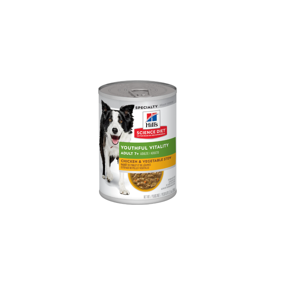 12 Latas Hill's Science Diet  Adult 7+ Youthful Vitality Chicken & Vegetable Stew dog food