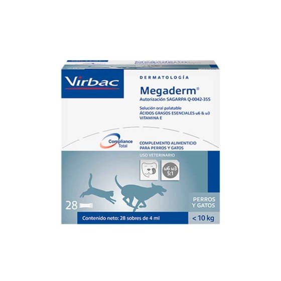 Virbac Megaderm, Ácidos Grasos Esenciales, 28 Sobres de 4 Ml.,