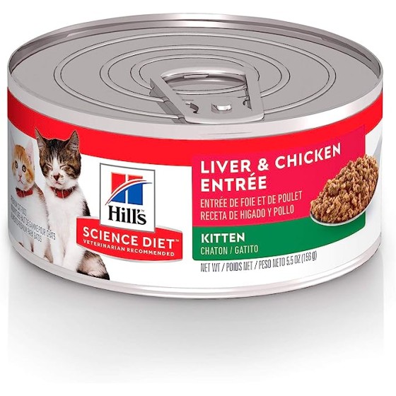 24 Latas Hill's Kitten Liver and Chicken 156 Gramos