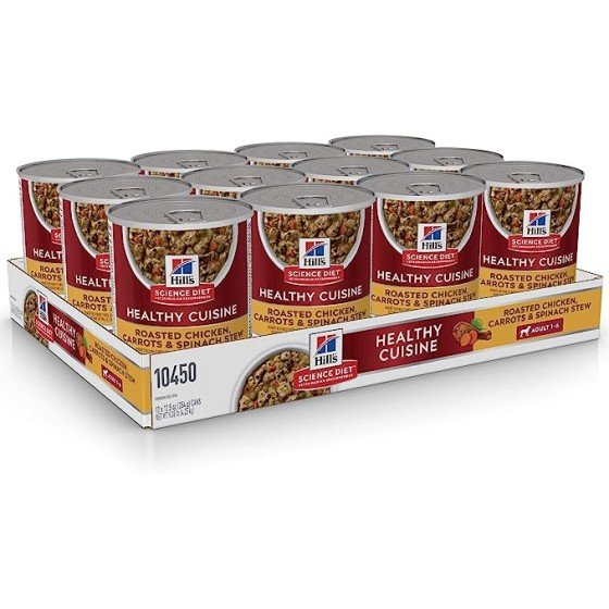 12 Latas Hill's Science Diet Perro Adulto Healthy Cuisine Roasted Chicken Stew 354 Gr.