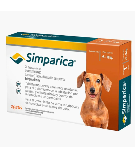 Simparica 20 Mg. (5 a 10 Kg.) 1 Tableta, Zoetis