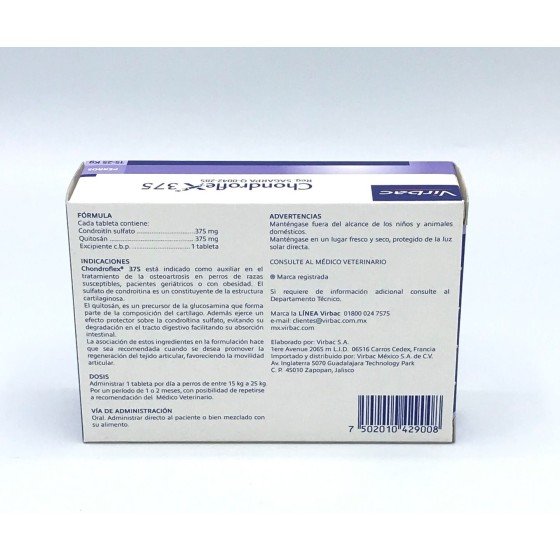 Virbac Chondroflex 375, Caja con 30 Tabletas.