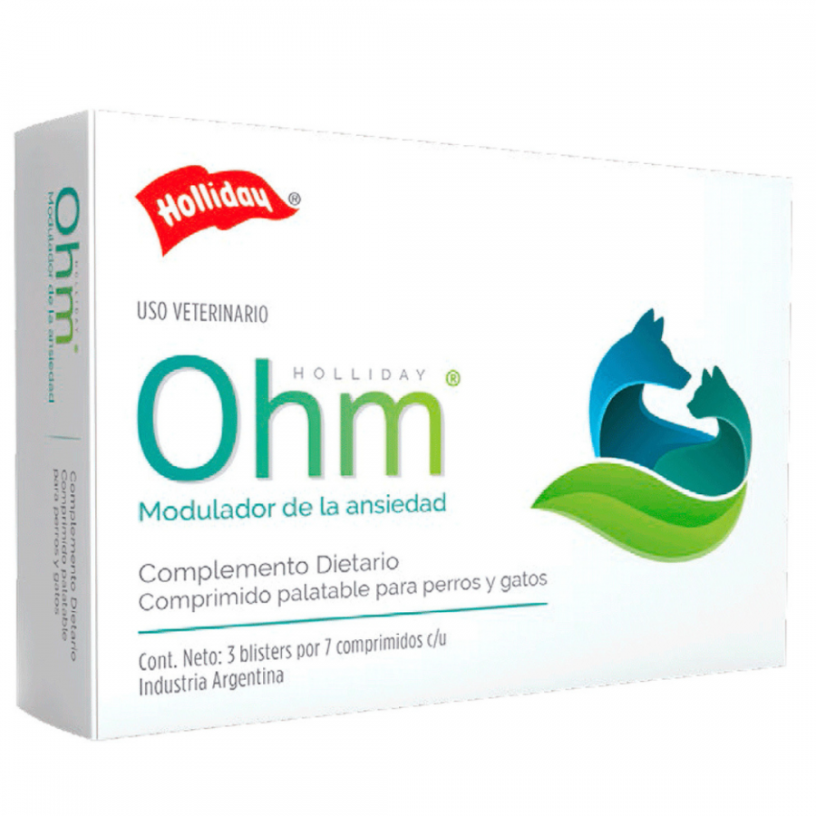 Ohm, Modulador de la Ansiedad, Caja con 3 Blister c/7 Comprimidos c/u, Holliday