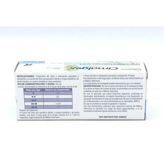 Cimalgex 30 Mg., Caja con 32 Tabletas, Vetoquinol