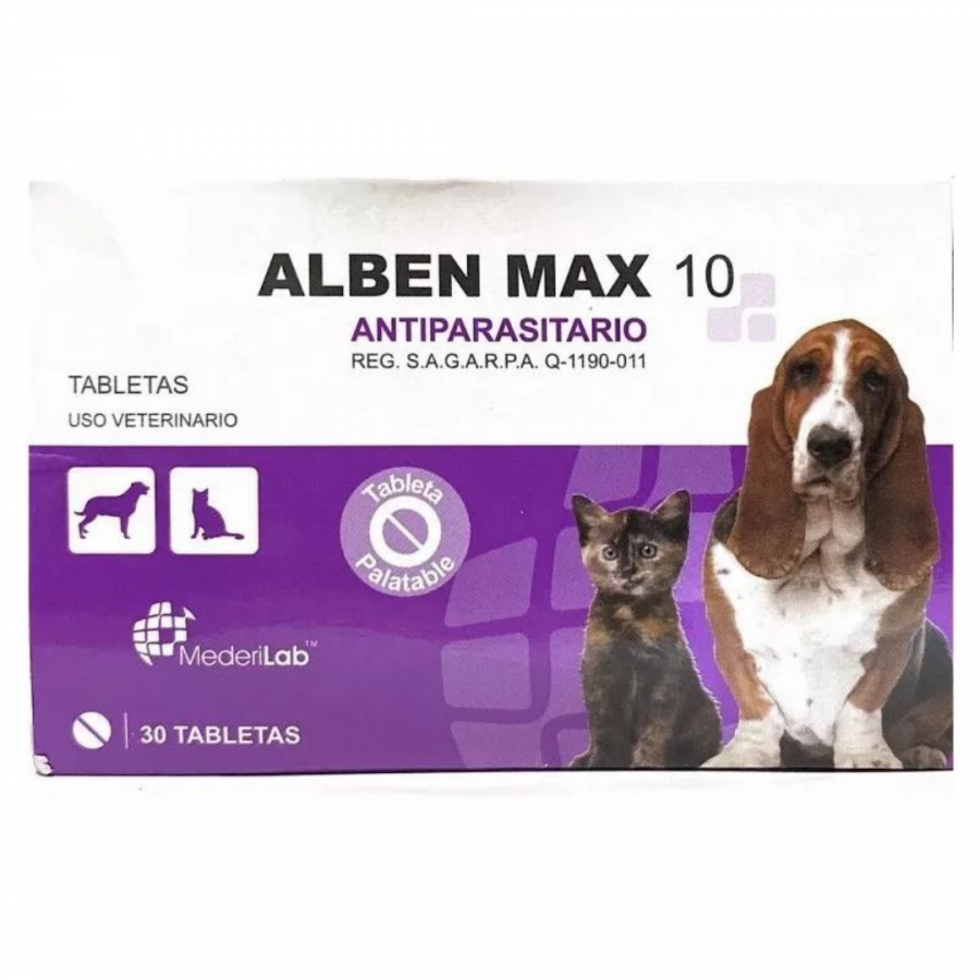 Alben Max 10, Antiparasitario 30 Tabletas, Mederilab