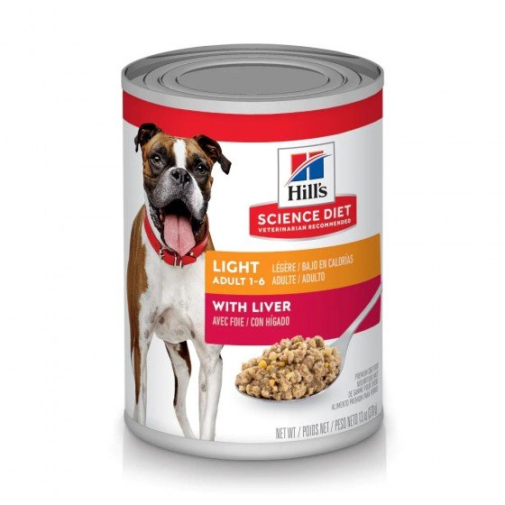 12 Latas Hill's Science Diet  Adult Light with Liver Dog Food 370 G
